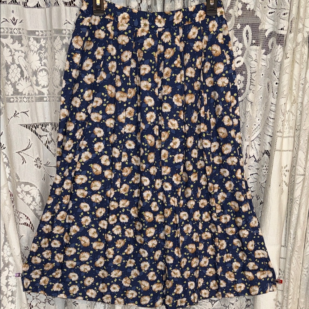 Pendleton Navy Blue Floral A-Line Skirt